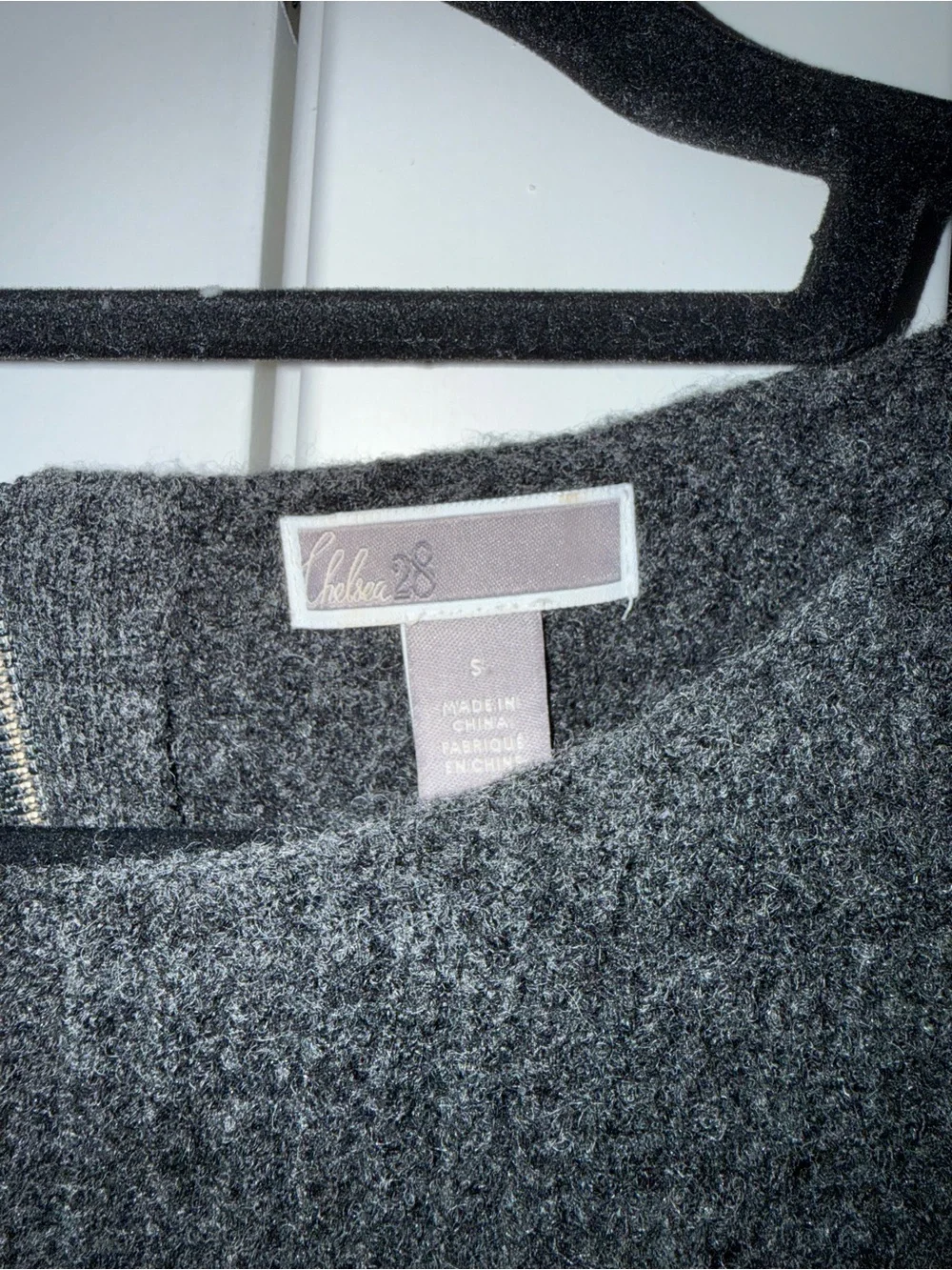 Chelsea28 Black Chunky Knit Zip Back Sweater Wool Blend